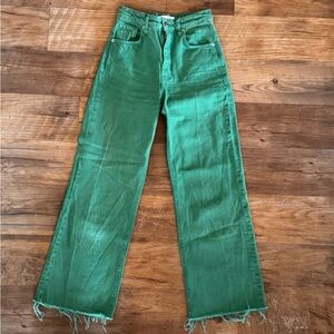 Zara Green Flare & Wide Leg Jeans